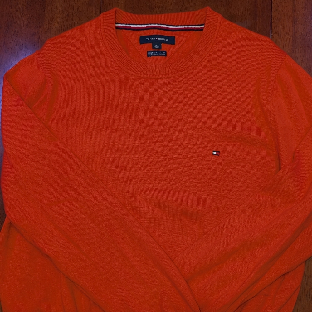 Tommy Hilfiger Men's Vibrant Orange Crewneck Sweater